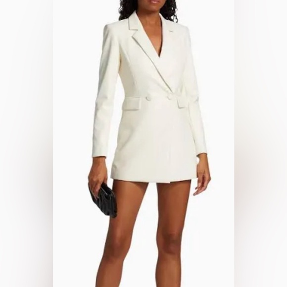 Alice and Olivia Faux Kyrie Tuxedo White Romper Jacket $495 New - Picture 11 of 11